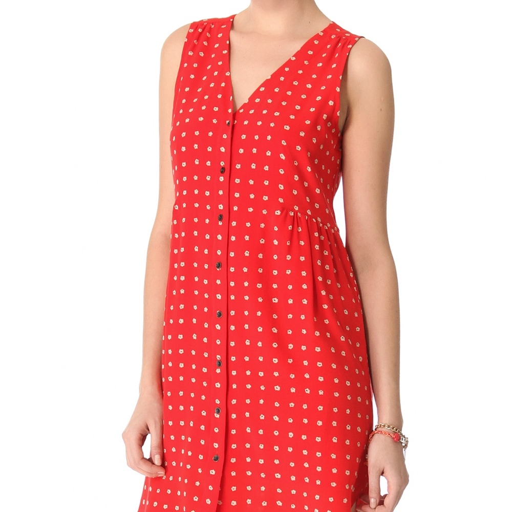 Madewell Red Silk Floral Waterflower Dress S Small